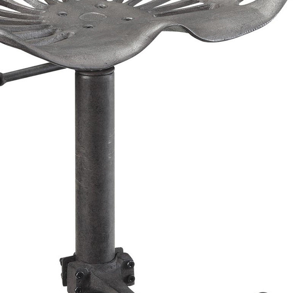 23" Gray Iron Backless Adjustable Height Bar Chair-2