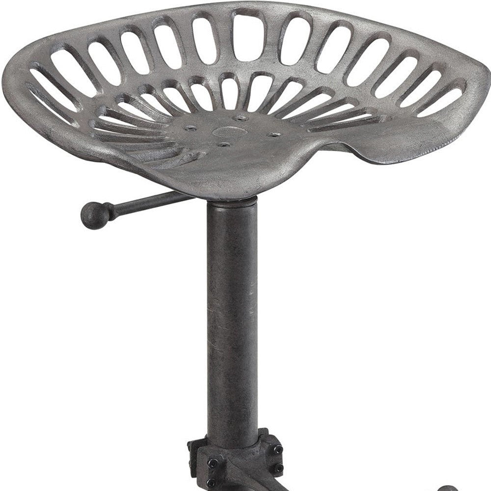 23" Gray Iron Backless Adjustable Height Bar Chair-3