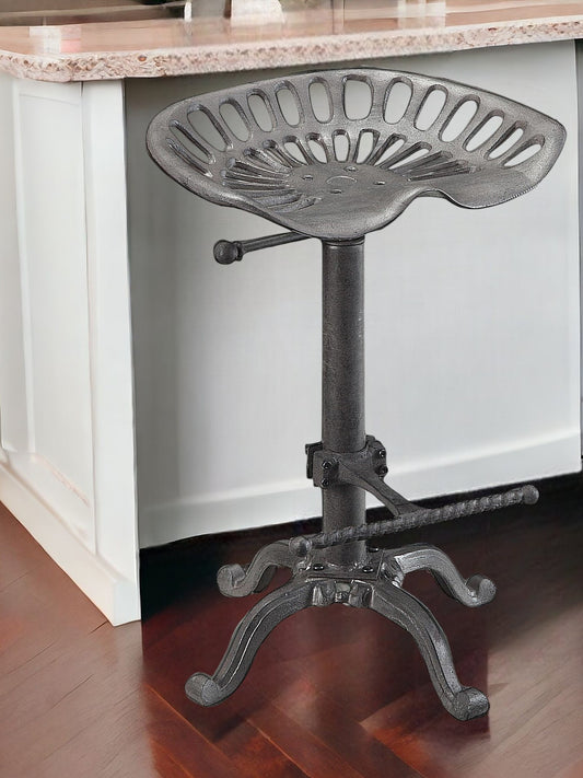 23" Gray Iron Backless Adjustable Height Bar Chair-1