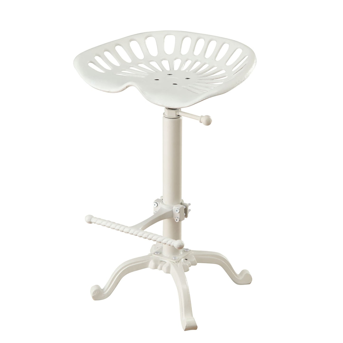 23" White Iron Backless Adjustable Height Bar Chair-0