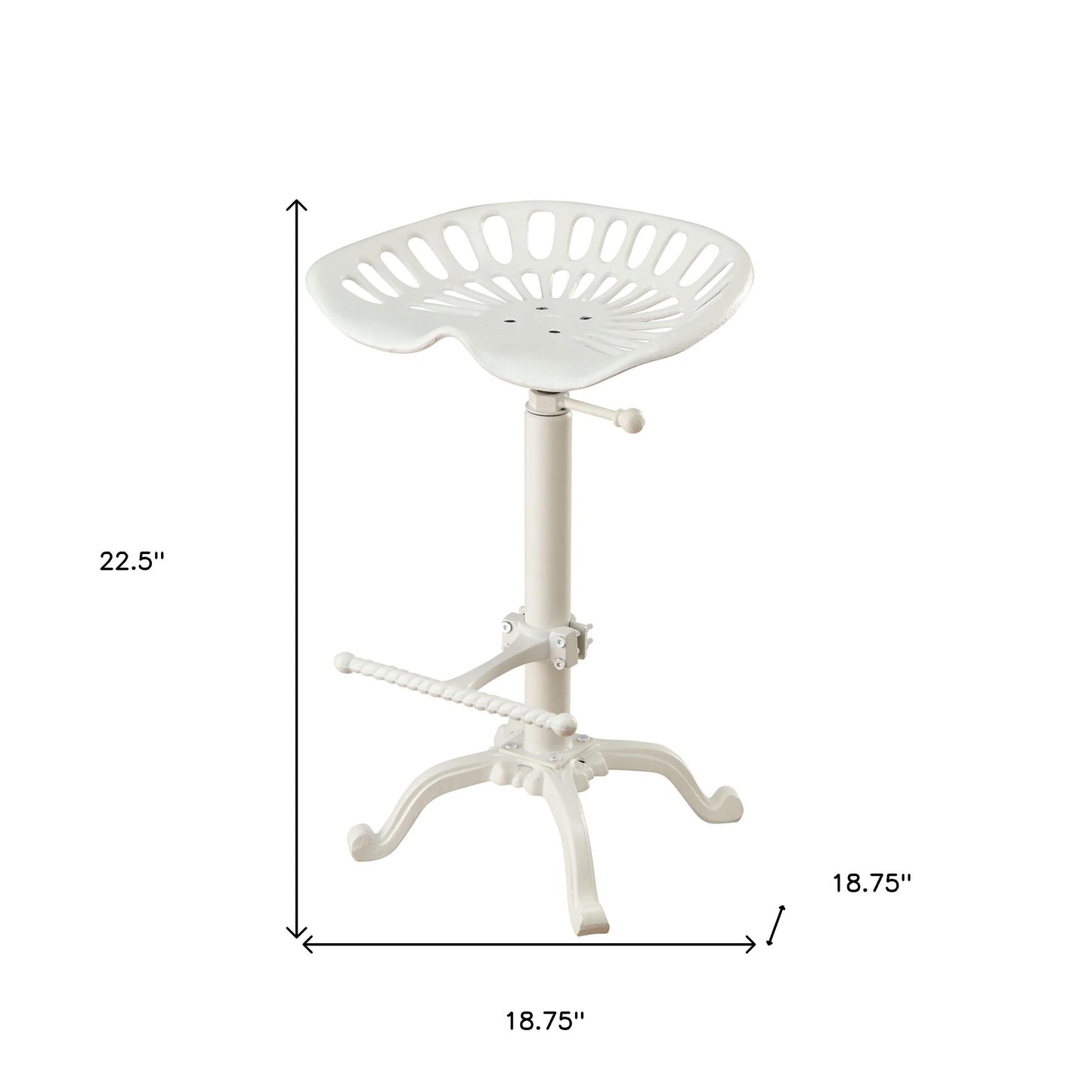 23" White Iron Backless Adjustable Height Bar Chair-4