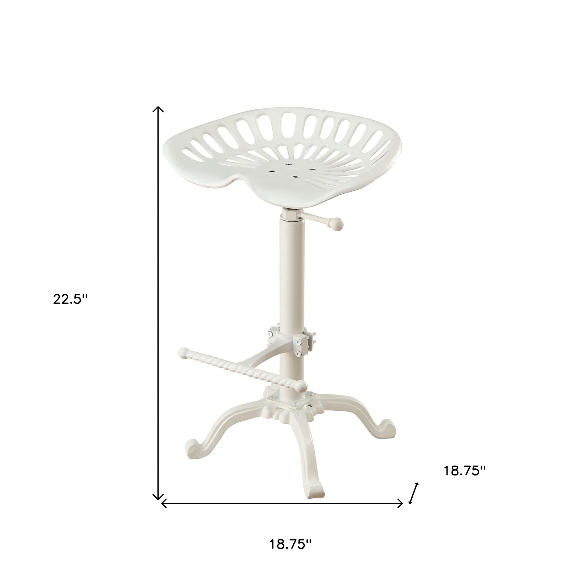 23" White Iron Backless Adjustable Height Bar Chair-4