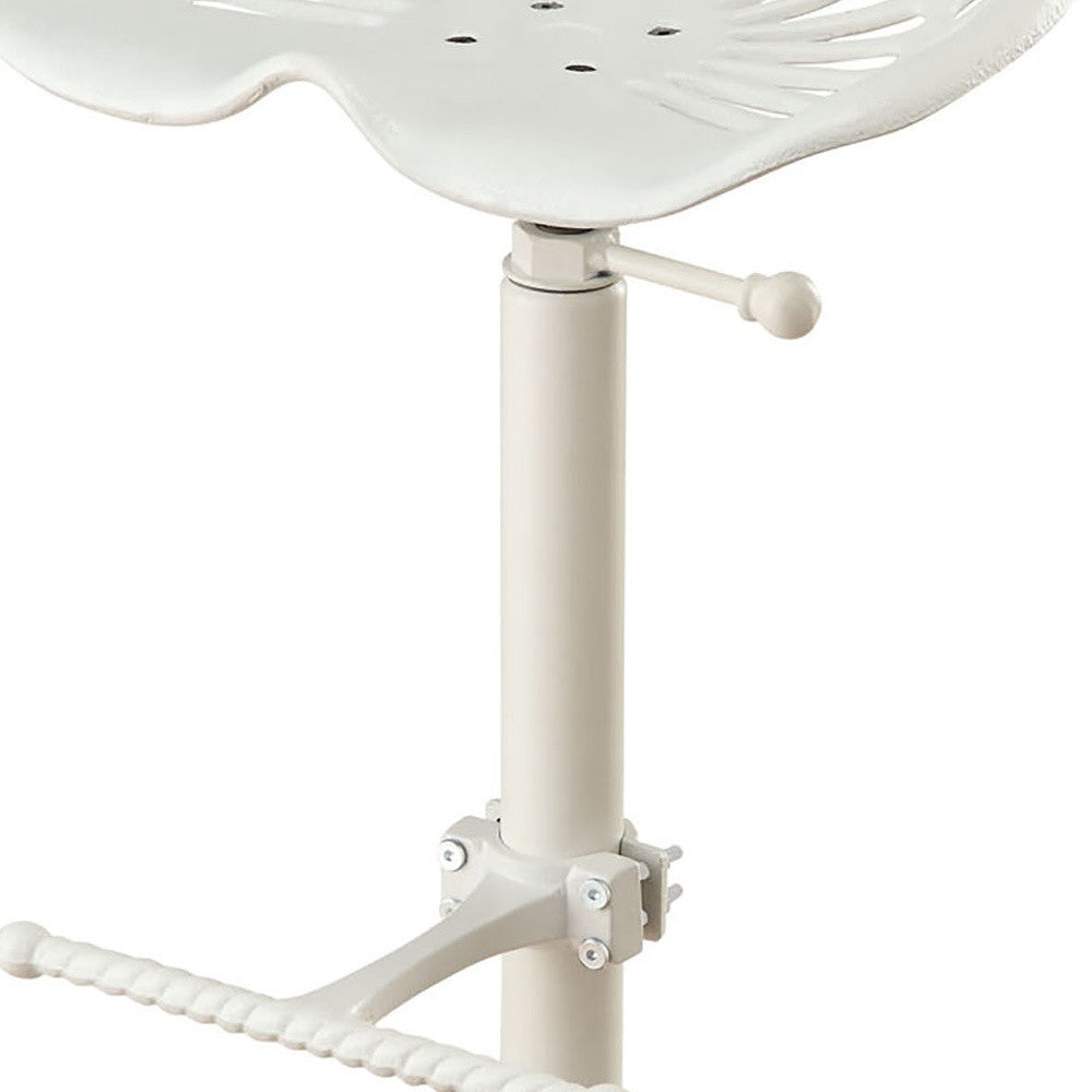 23" White Iron Backless Adjustable Height Bar Chair-3