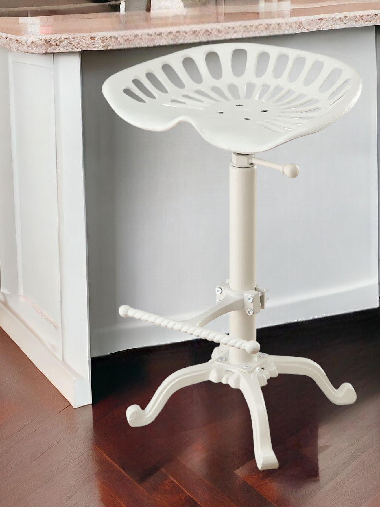 23" White Iron Backless Adjustable Height Bar Chair-1