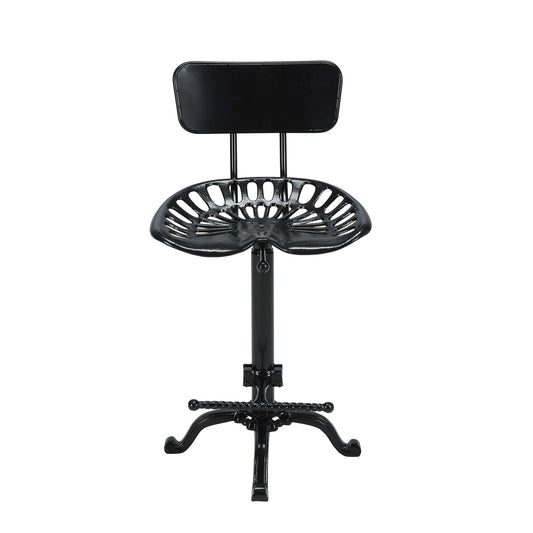 37" Black Iron Low Back Bar Height Bar Chair-0