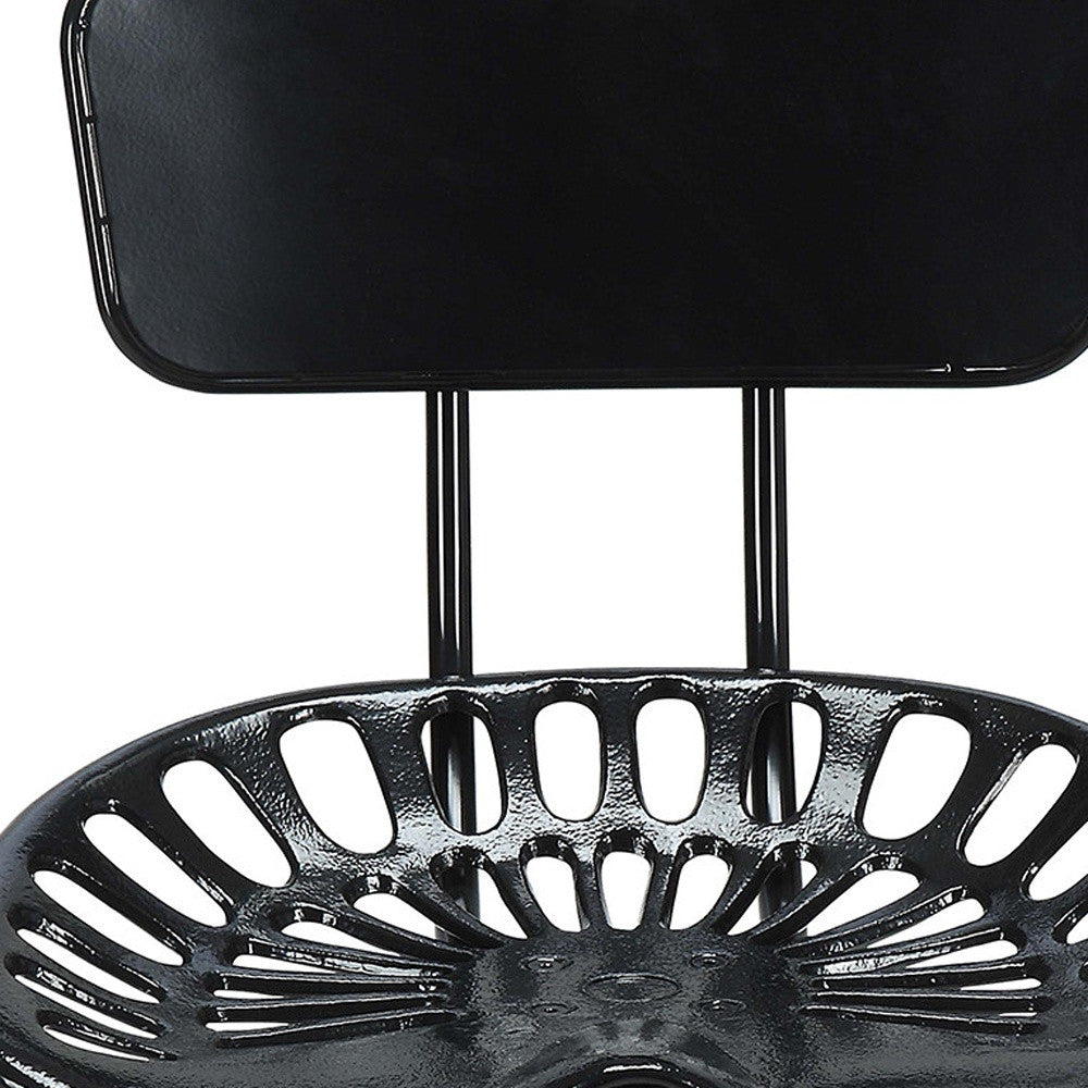 37" Black Iron Low Back Bar Height Bar Chair-2