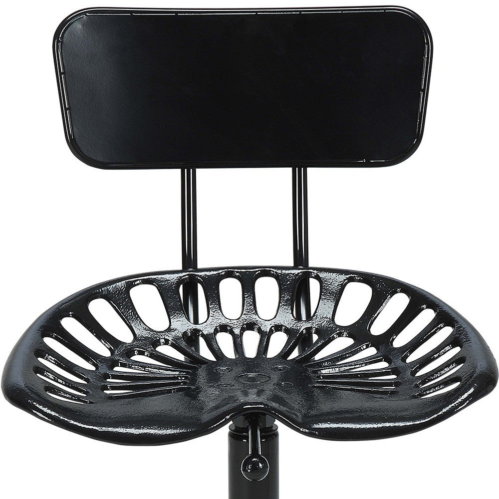 37" Black Iron Low Back Bar Height Bar Chair-3