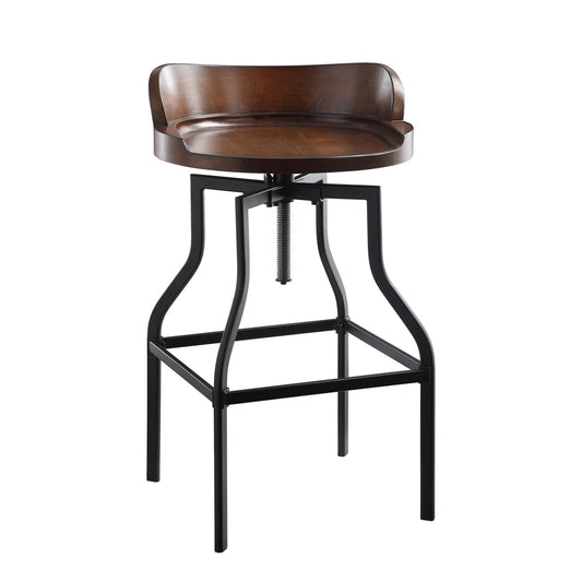 26" Chestnut And Black Steel Swivel Backless Adjustable Height Bar Chair-0