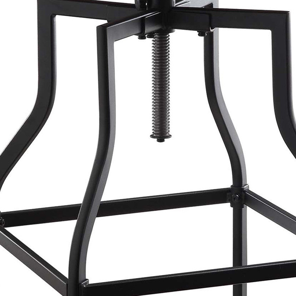 26" Chestnut And Black Steel Swivel Backless Adjustable Height Bar Chair-2