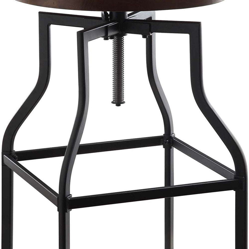 26" Chestnut And Black Steel Swivel Backless Adjustable Height Bar Chair-3