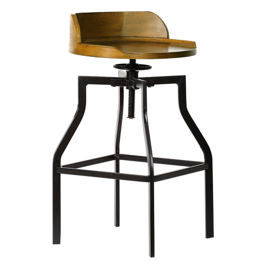 26" Chestnut And Black Steel Swivel Backless Adjustable Height Bar Chair-0