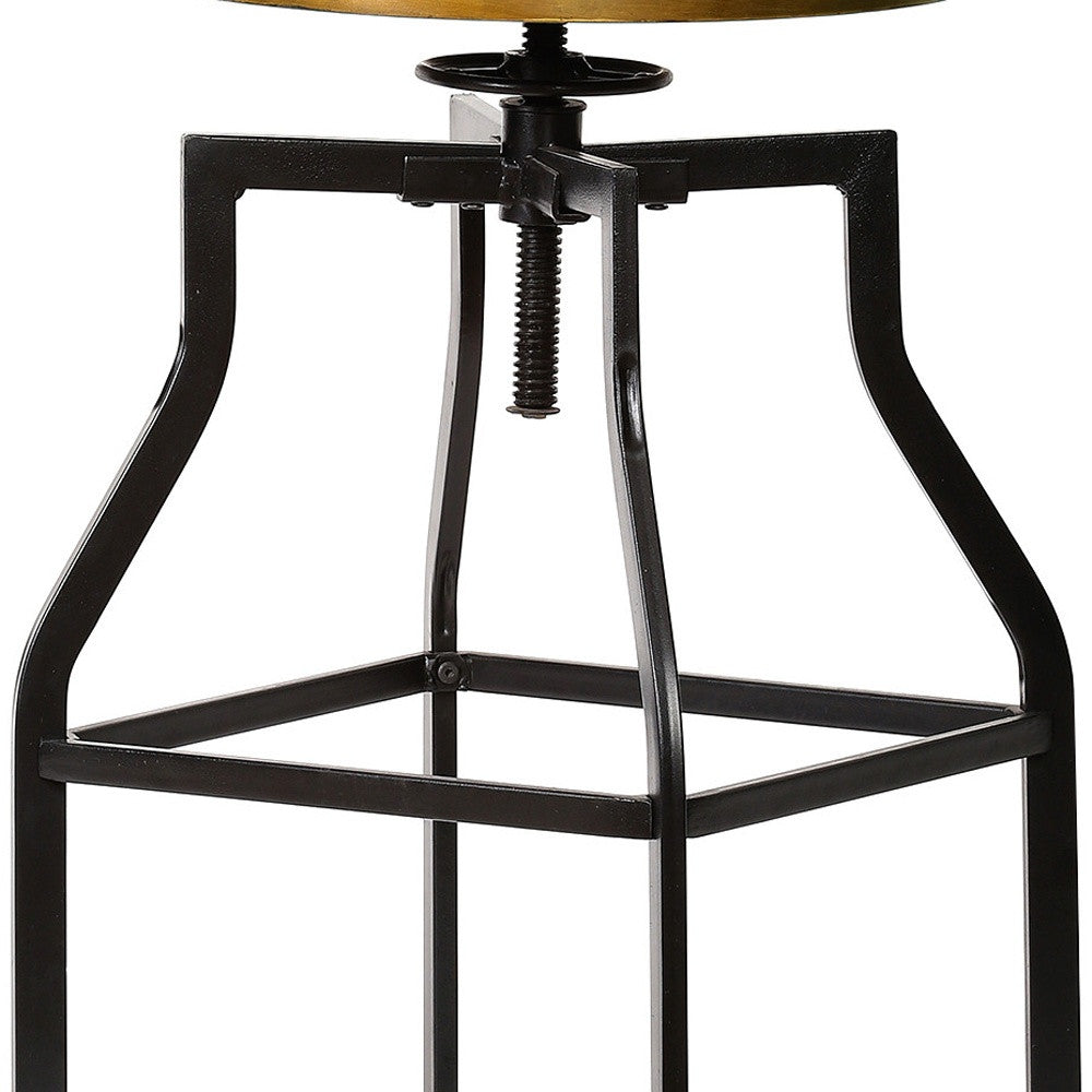 26" Chestnut And Black Steel Swivel Backless Adjustable Height Bar Chair-3