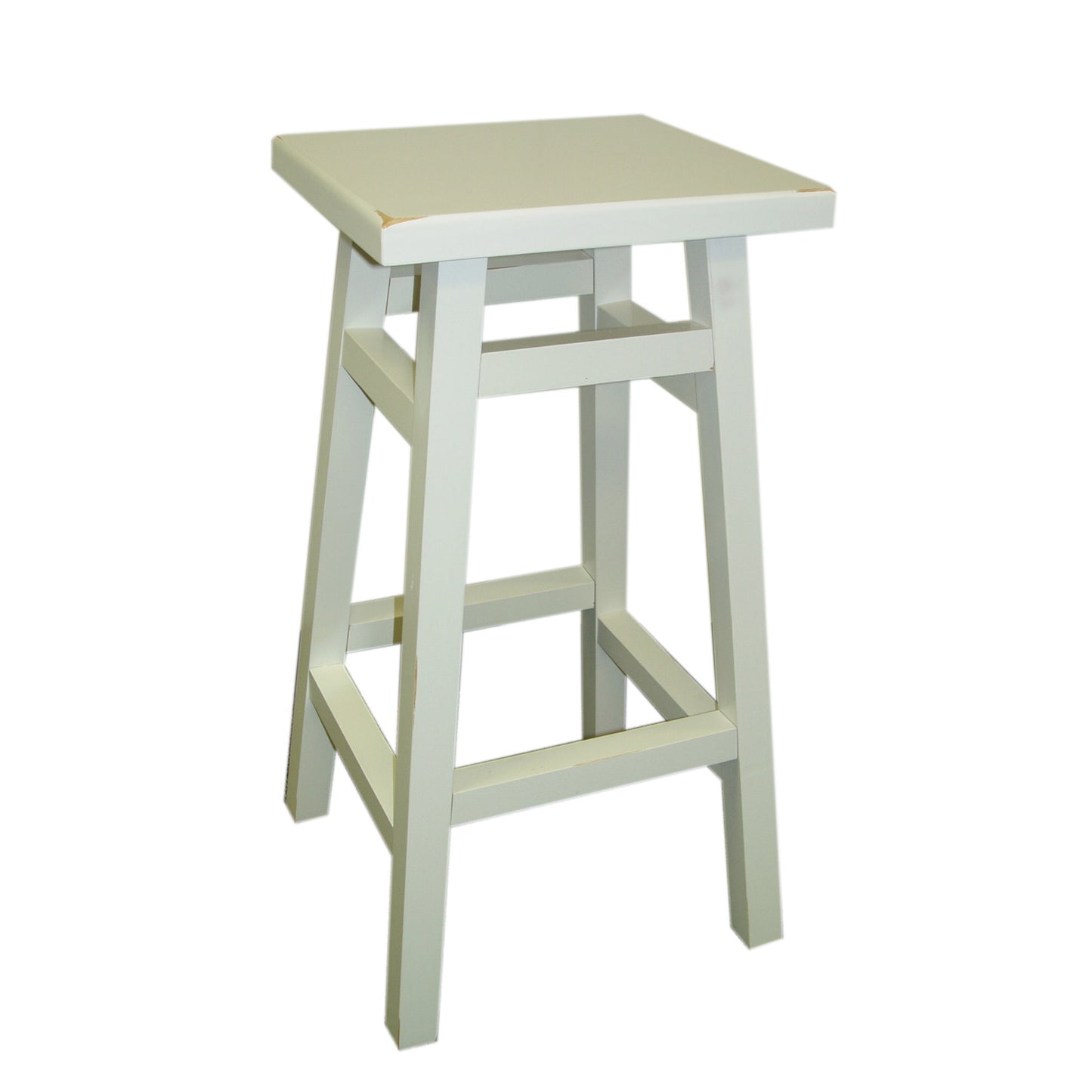 24" Antiqued White Solid Wood Backless Counter Height Bar Chair-1