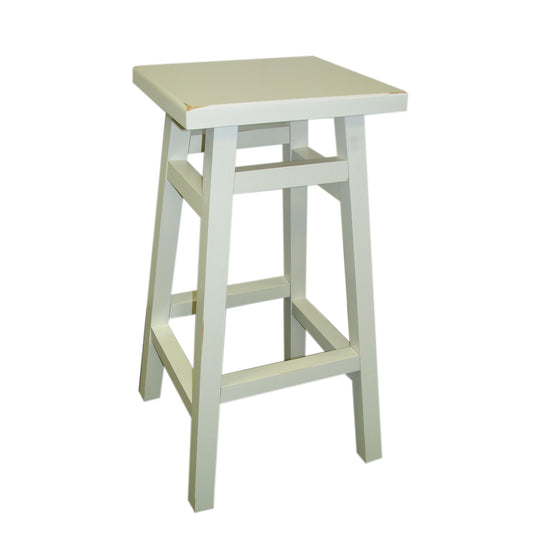 24" Antiqued White Solid Wood Backless Counter Height Bar Chair-1