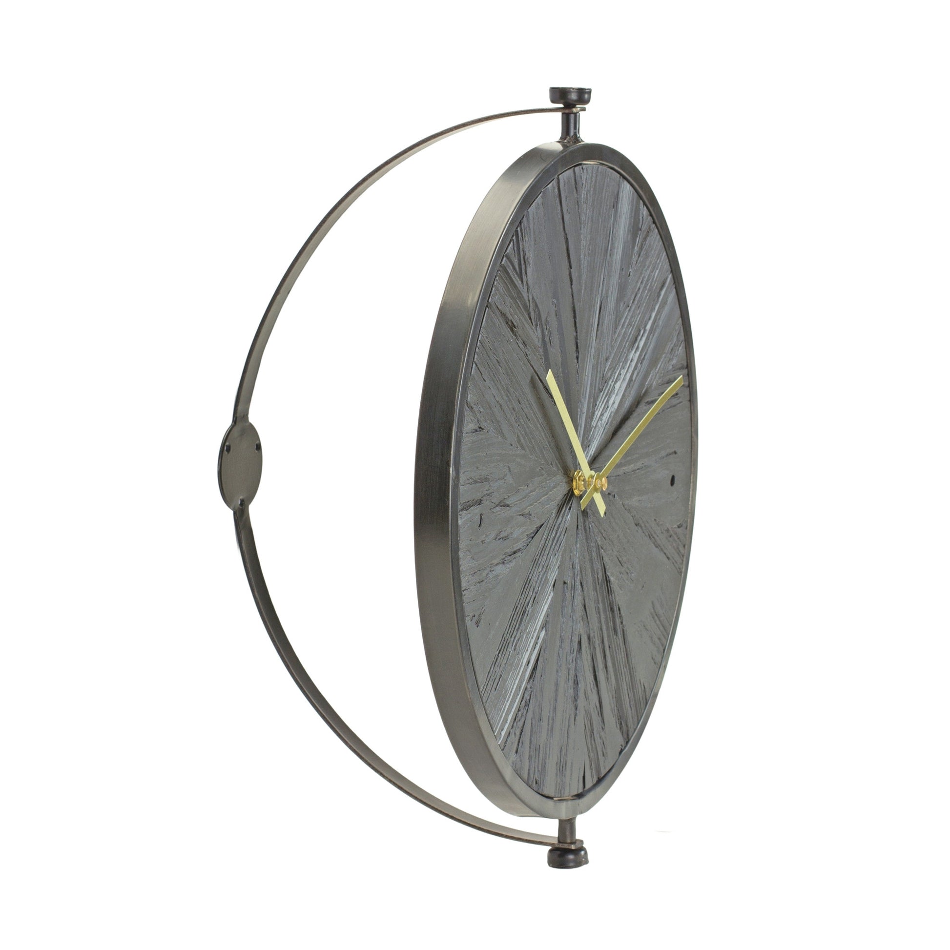18" Circle Black Wood and Solid Wood Analog Wall Clock-2