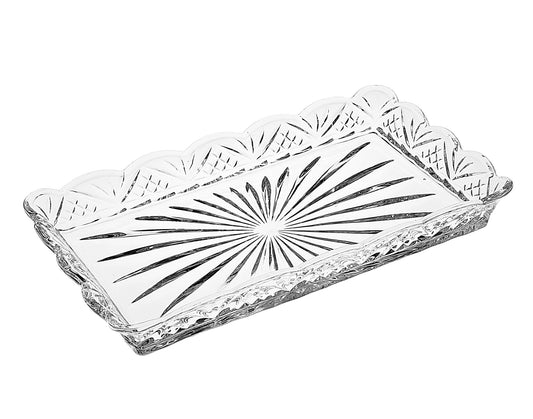 10" Clear Rectangular Cut Crystal Serving Tray-0