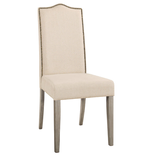 Cream And Gray Upholstered Linen Dining Parsons Chair-1