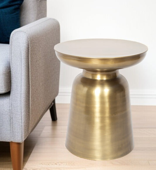 19" Gold Iron Round End Table-0