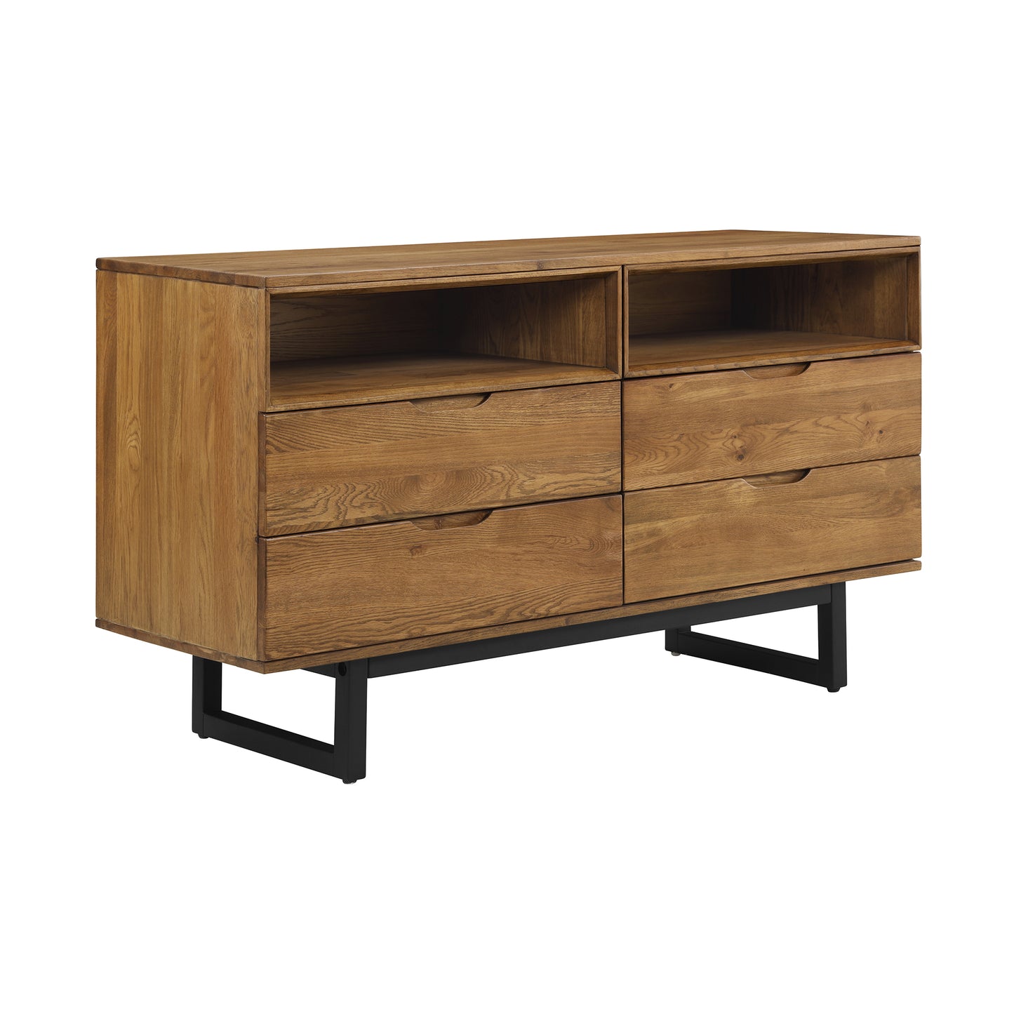 59" Brown Solid Wood Four Drawer Double Dresser-2