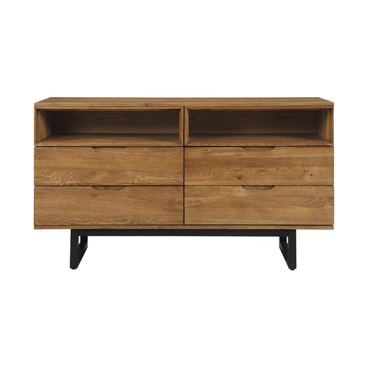 59" Brown Solid Wood Four Drawer Double Dresser-1