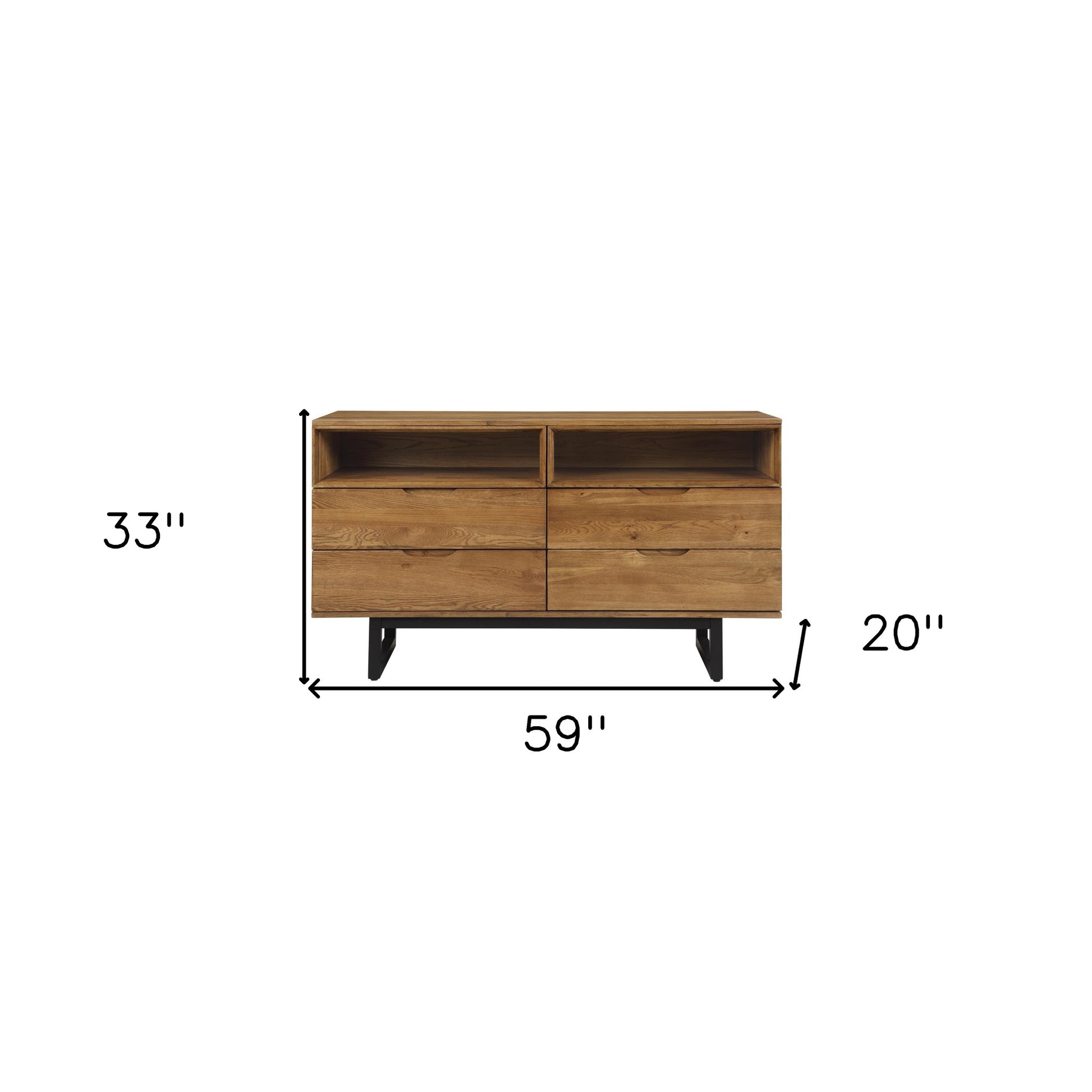 59" Brown Solid Wood Four Drawer Double Dresser-8