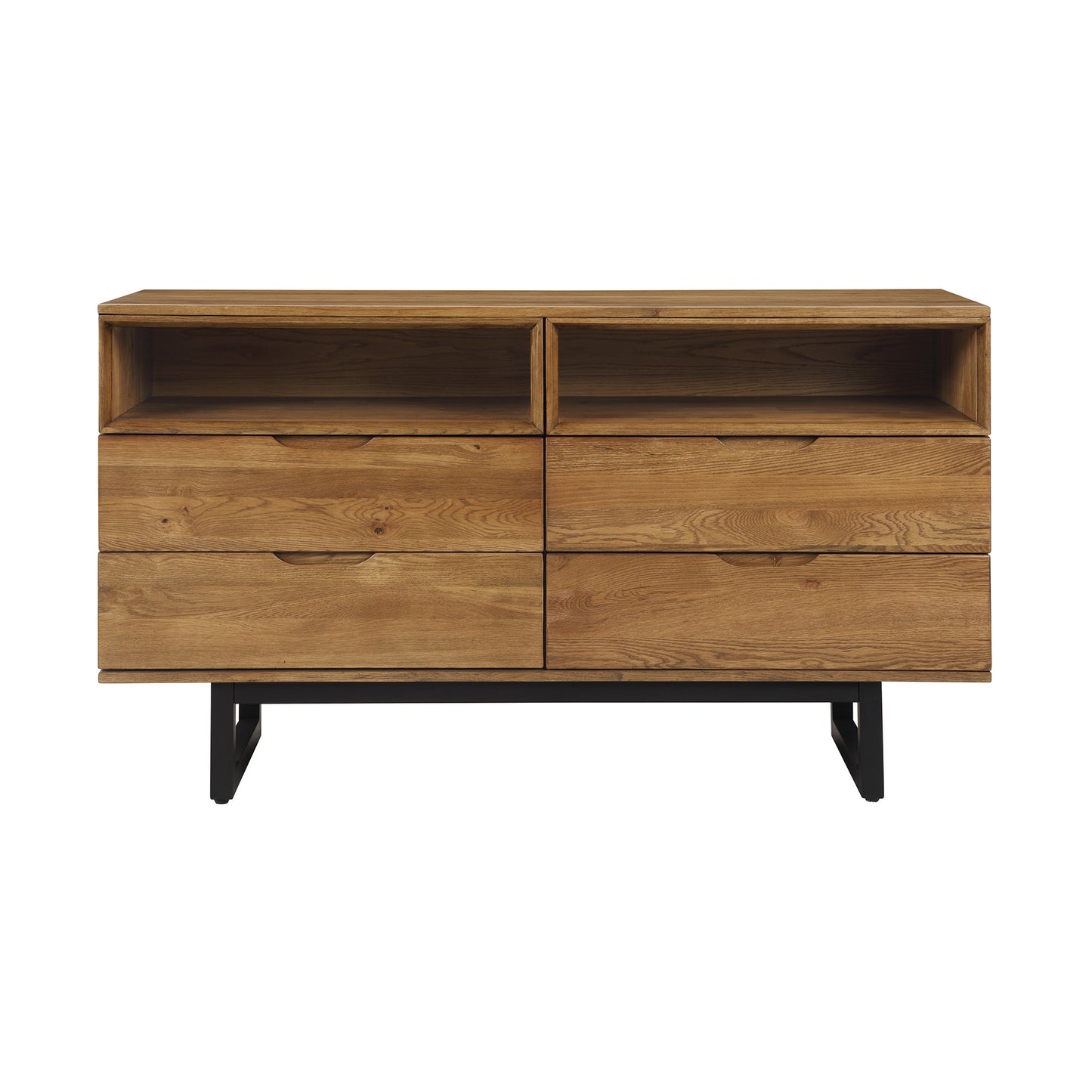 59" Brown Solid Wood Four Drawer Double Dresser-6