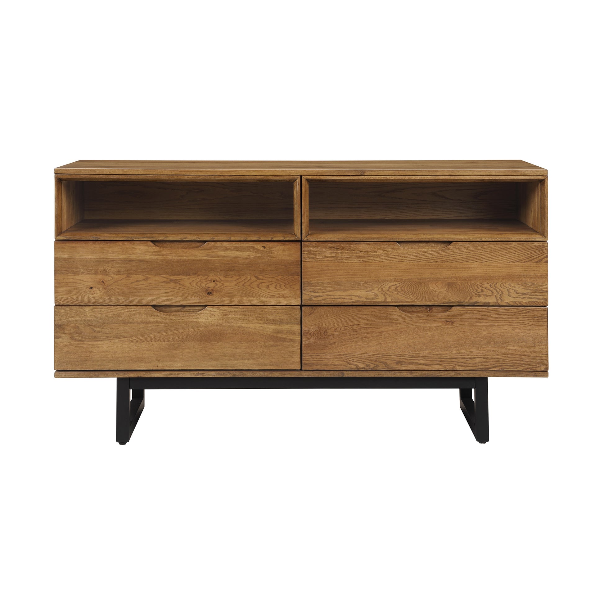 59" Brown Solid Wood Four Drawer Double Dresser-6
