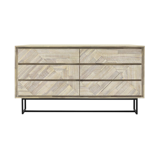 61" Natural Solid Wood Six Drawer Double Dresser-1