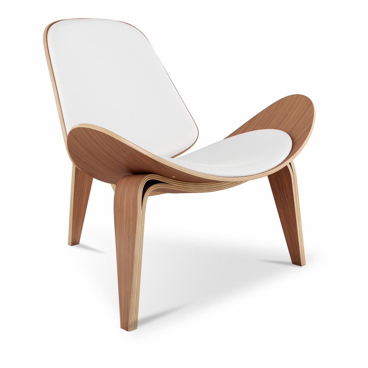 36" White and Brown Genuine Leather Lounge Chair-5