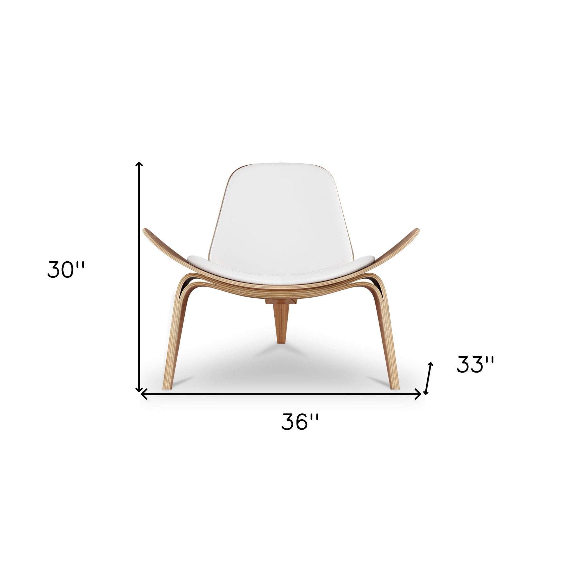 36" White and Brown Genuine Leather Lounge Chair-8