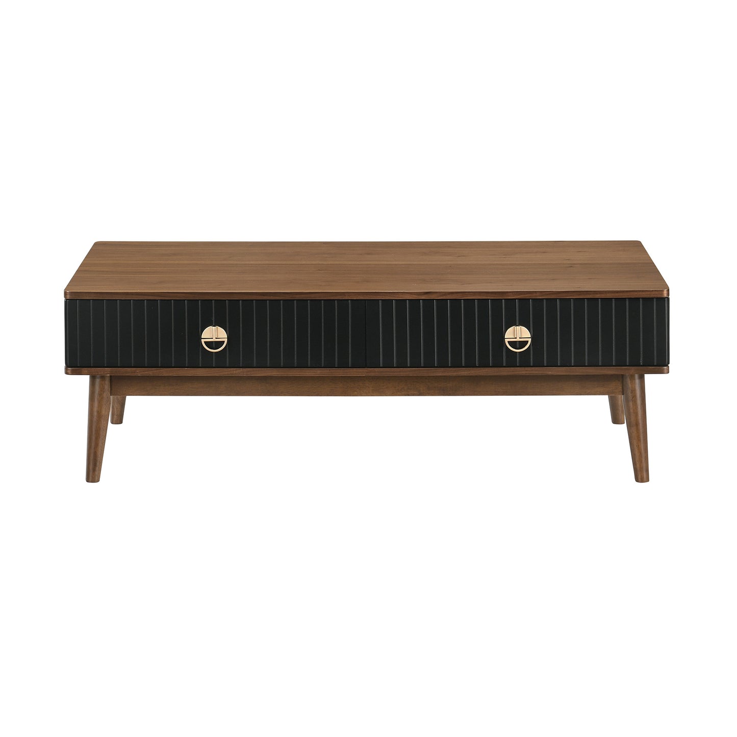 47" Brown And Black Coffee Table With Two Drawers-1