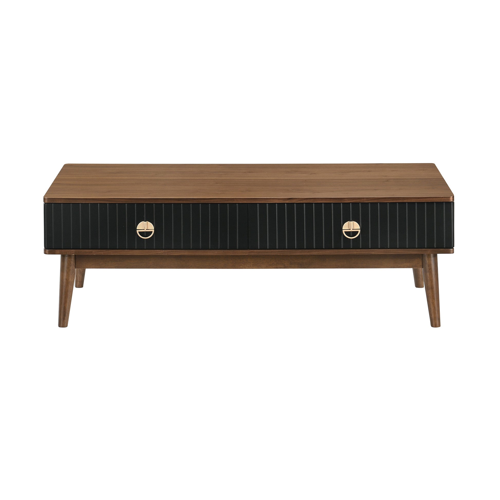 47" Brown And Black Coffee Table With Two Drawers-1