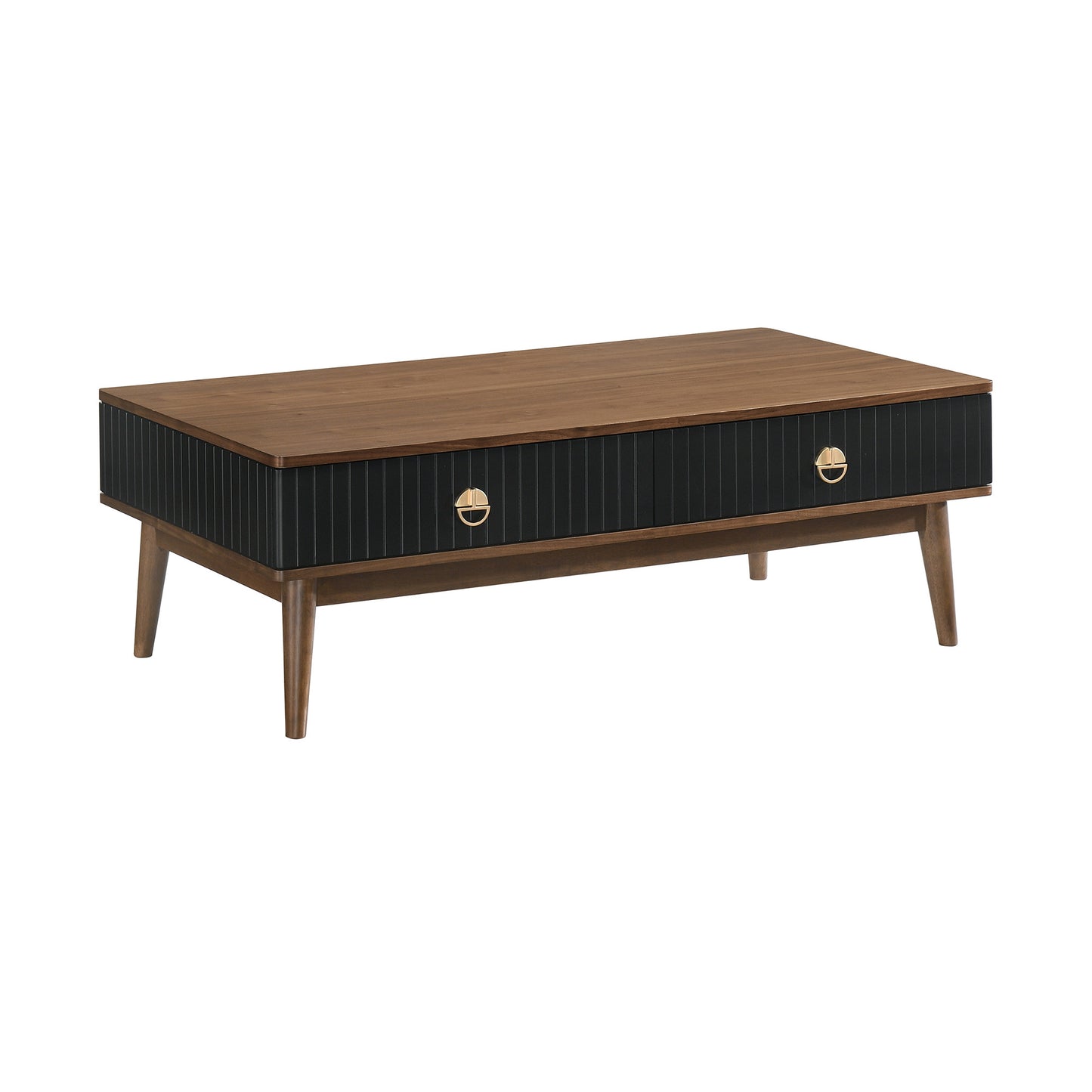 47" Brown And Black Coffee Table With Two Drawers-2