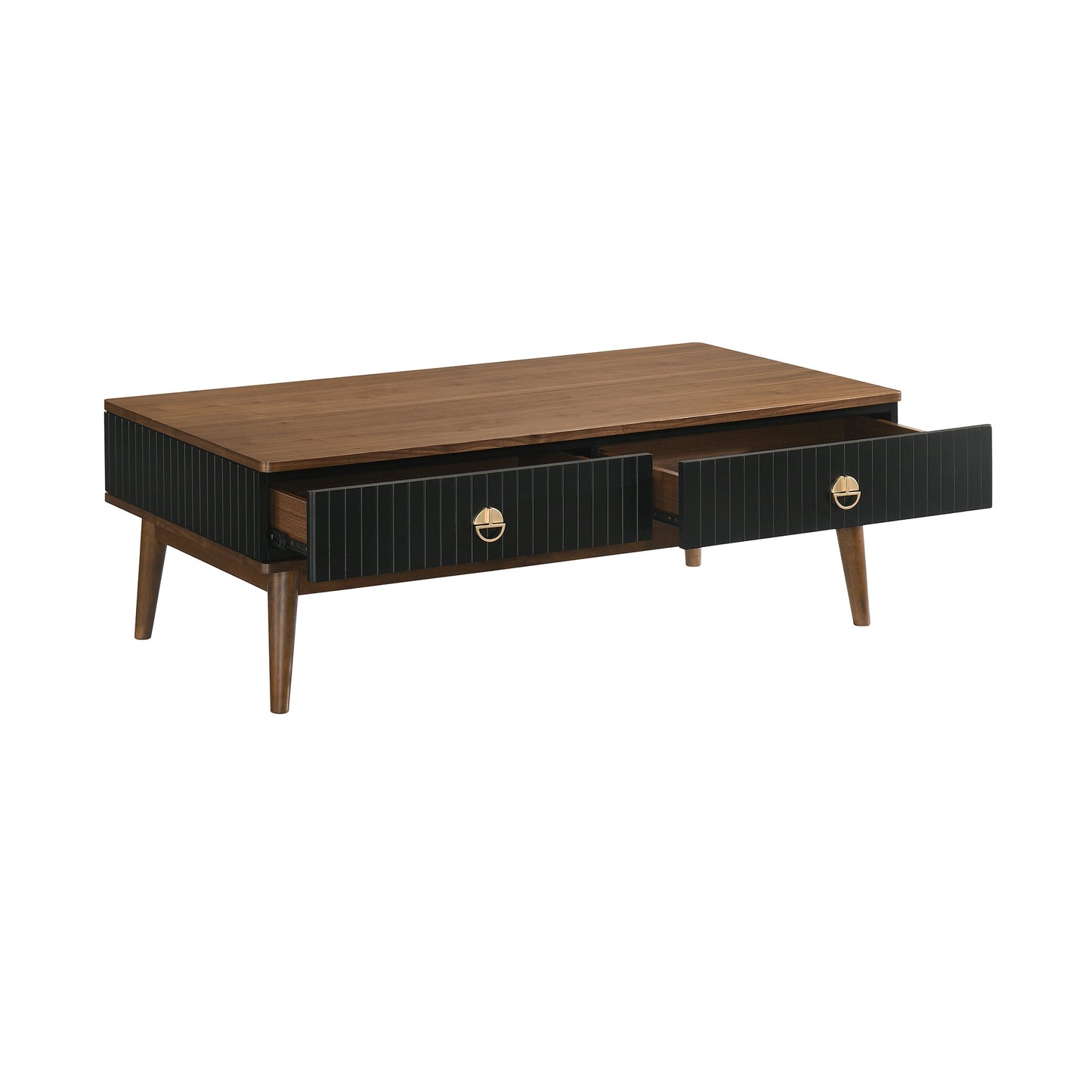 47" Brown And Black Coffee Table With Two Drawers-3