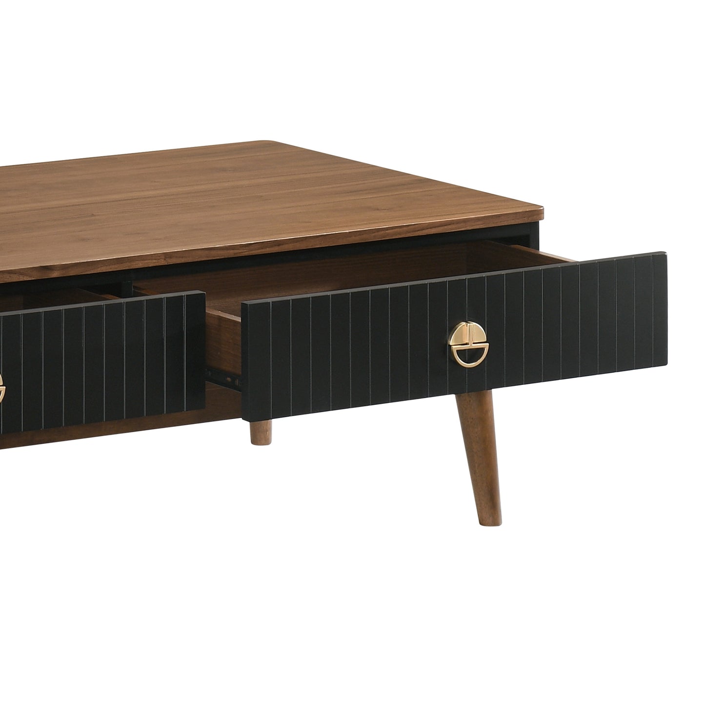 47" Brown And Black Coffee Table With Two Drawers-5