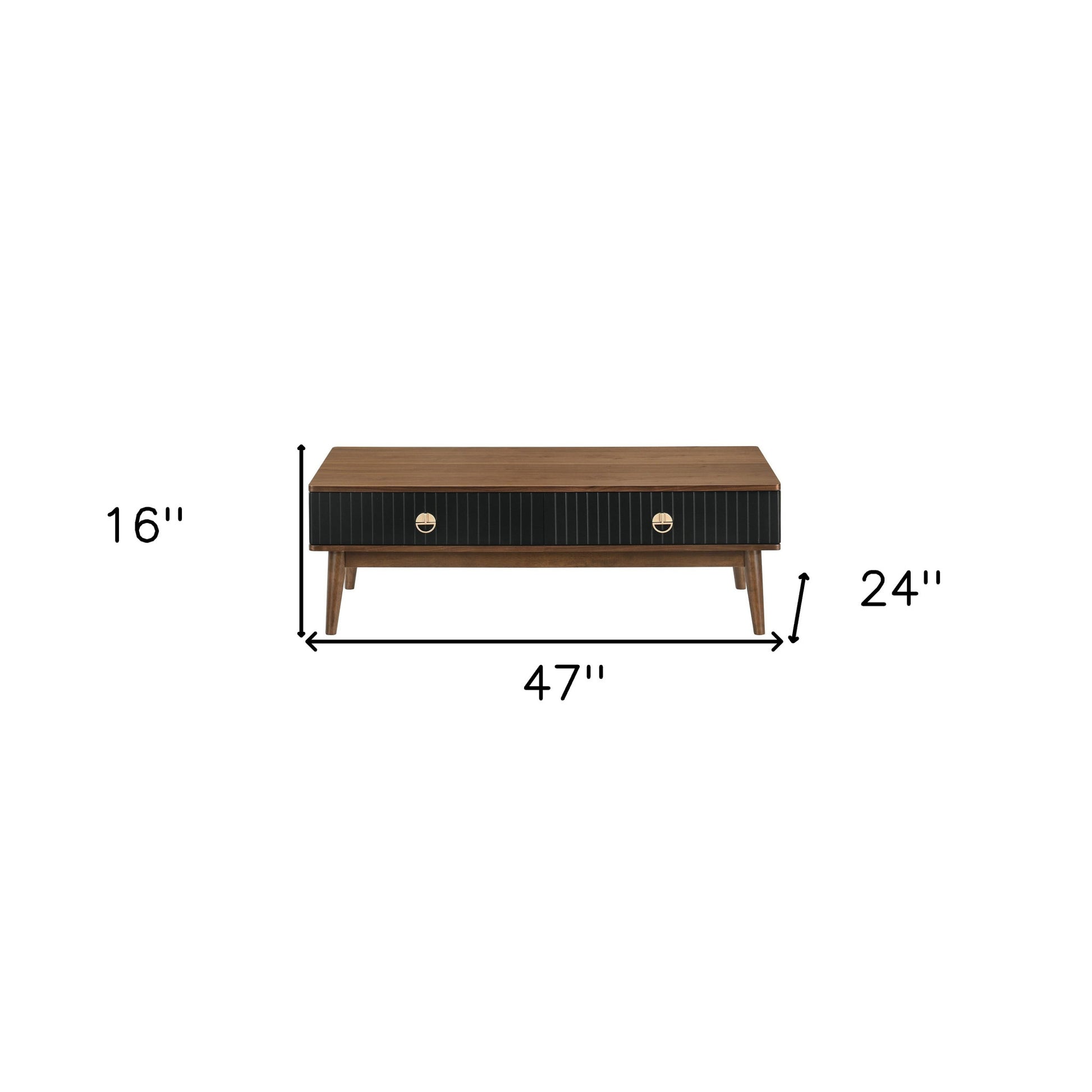 47" Brown And Black Coffee Table With Two Drawers-7