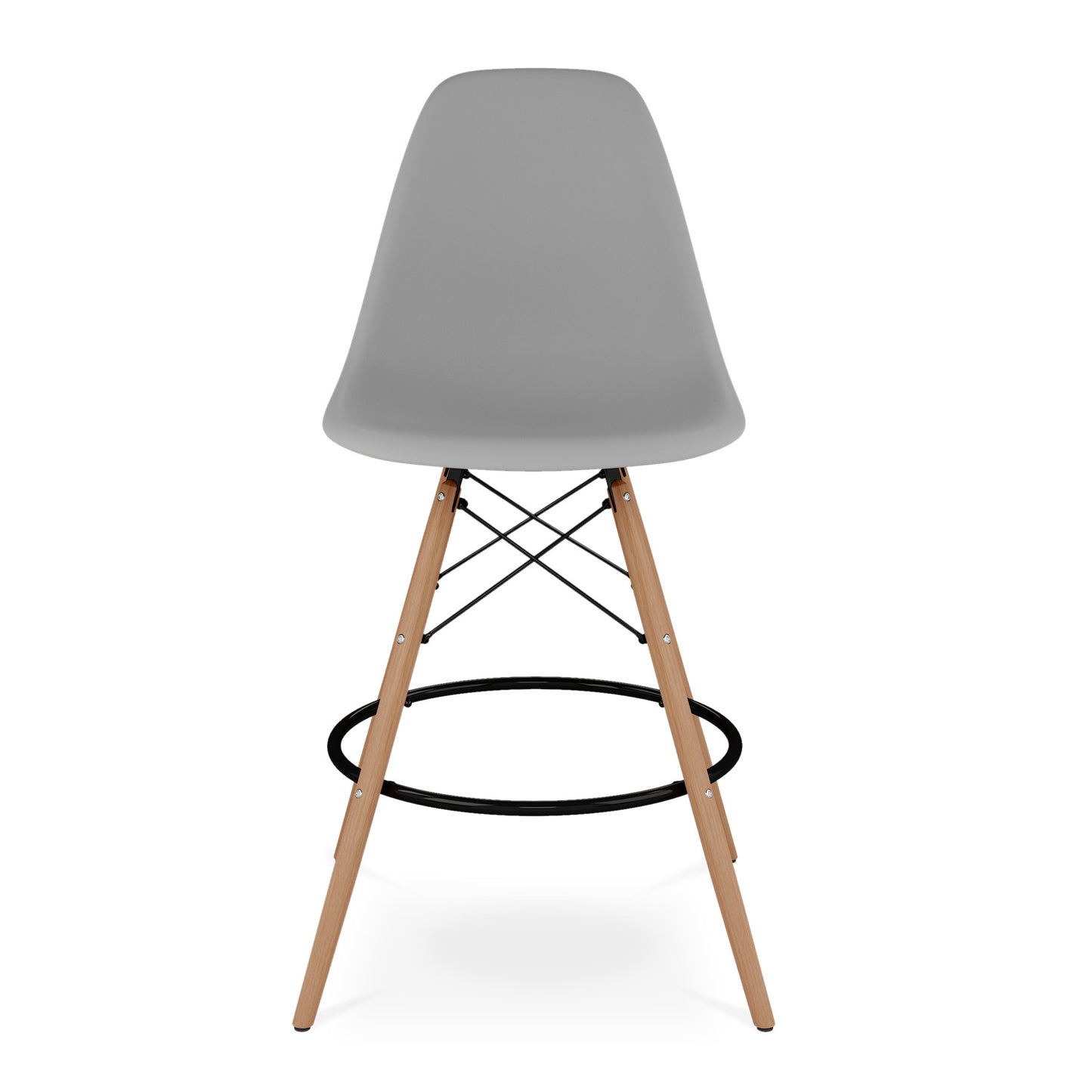 28" Gray And Brown Heavy Duty Plastic And Solid Wood Counter Height Bar Chair-1