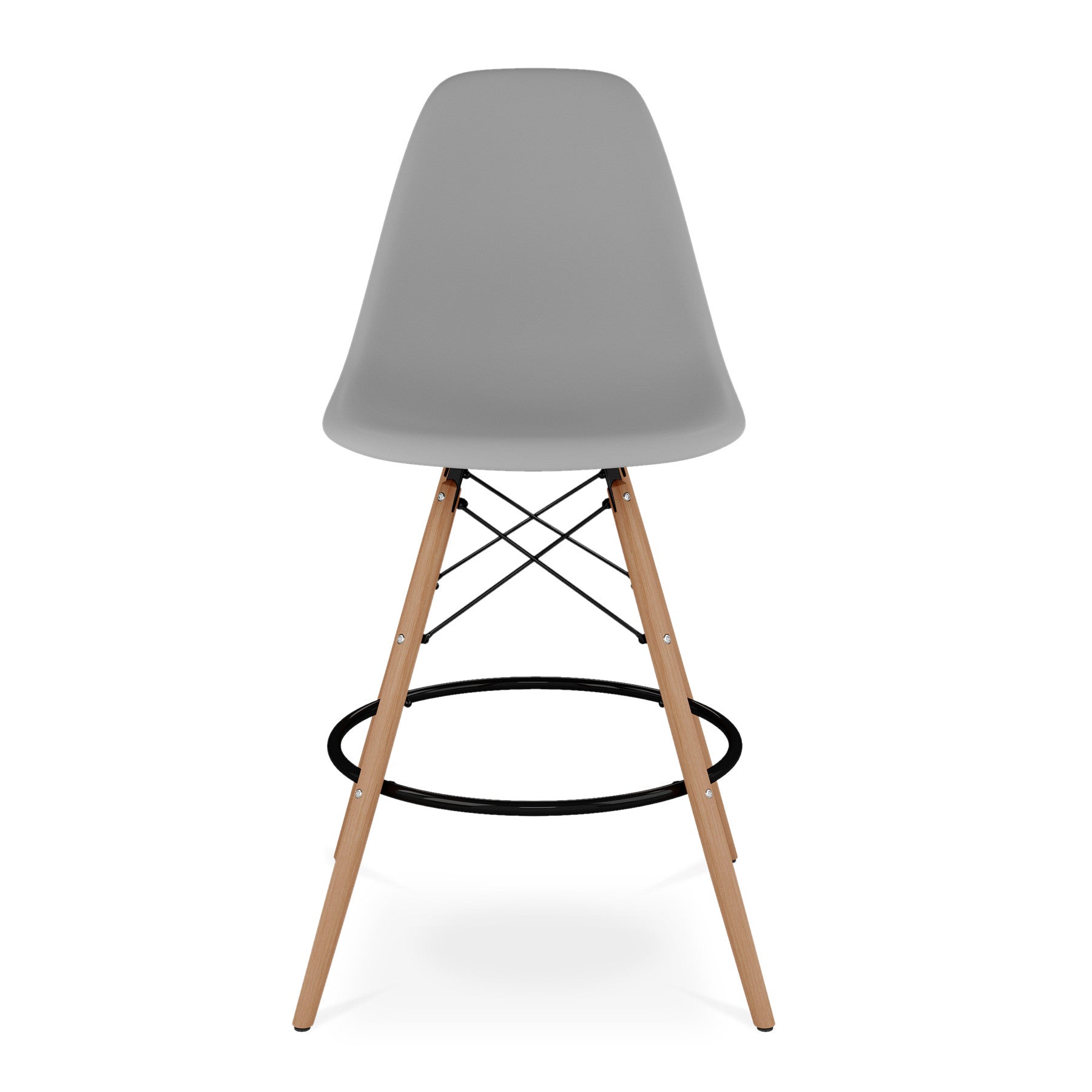 28" Gray And Brown Heavy Duty Plastic And Solid Wood Counter Height Bar Chair-1