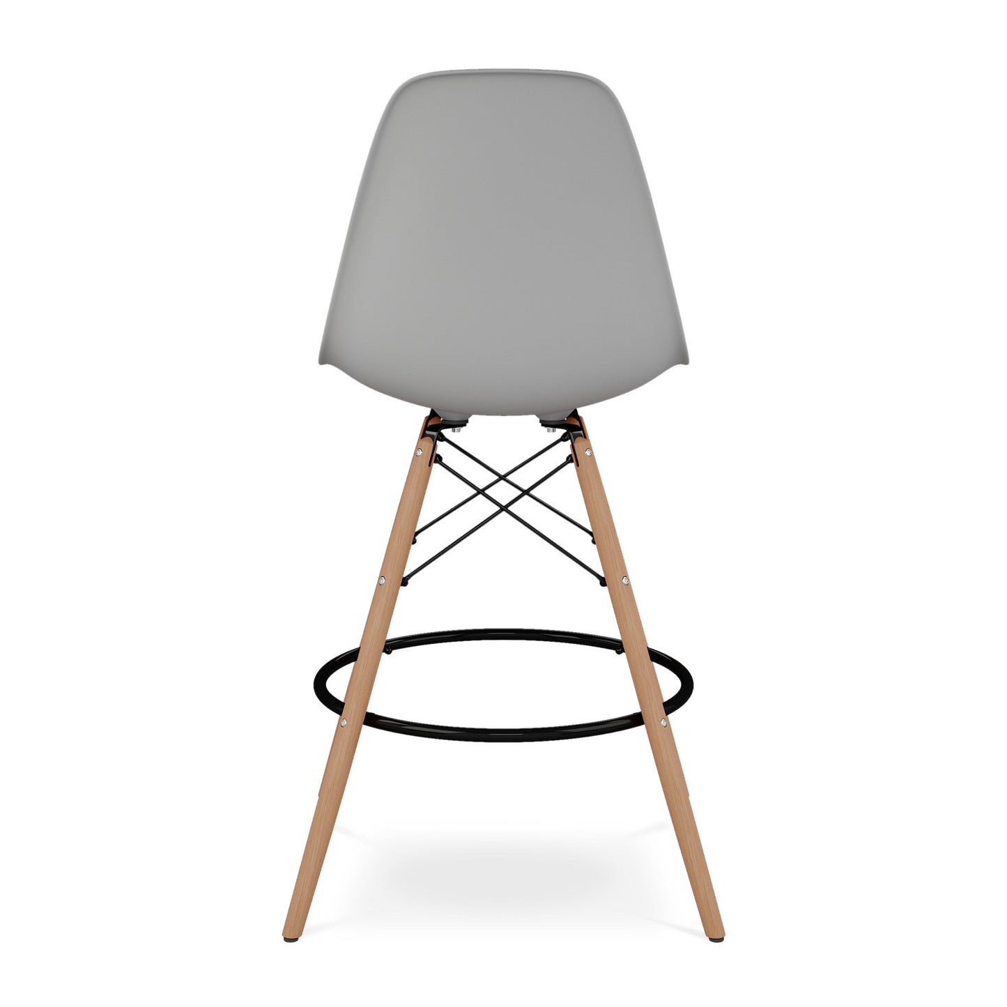 28" Gray And Brown Heavy Duty Plastic And Solid Wood Counter Height Bar Chair-4