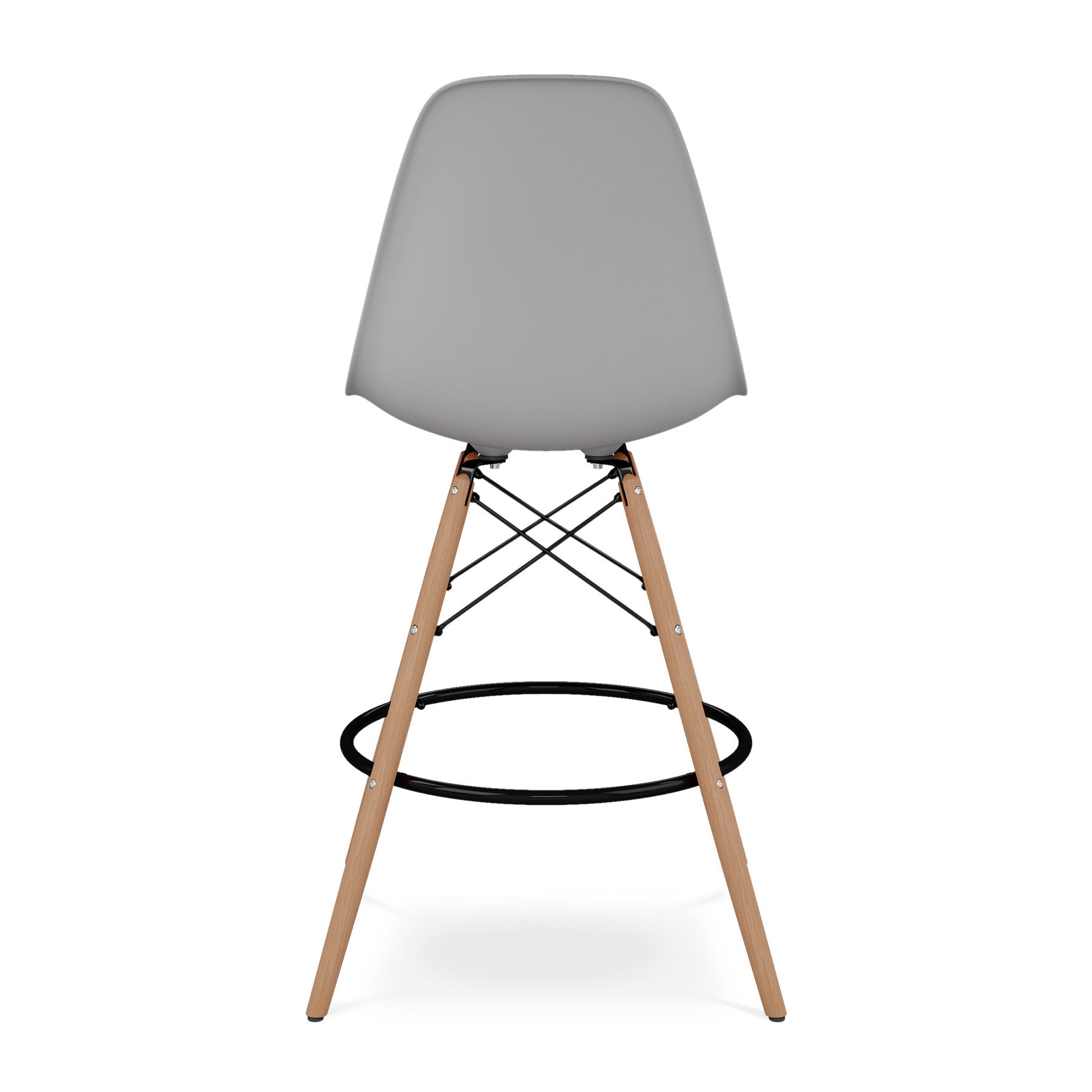 28" Gray And Brown Heavy Duty Plastic And Solid Wood Counter Height Bar Chair-4