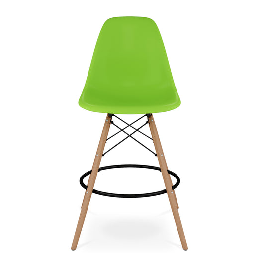 28" Green And Brown Heavy Duty Plastic And Solid Wood Counter Height Bar Chair-1