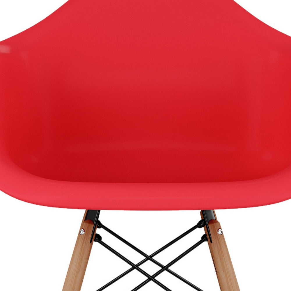 28" Red And Brown Heavy Duty Plastic And Solid Wood Low Back Counter Height Bar Chair-5