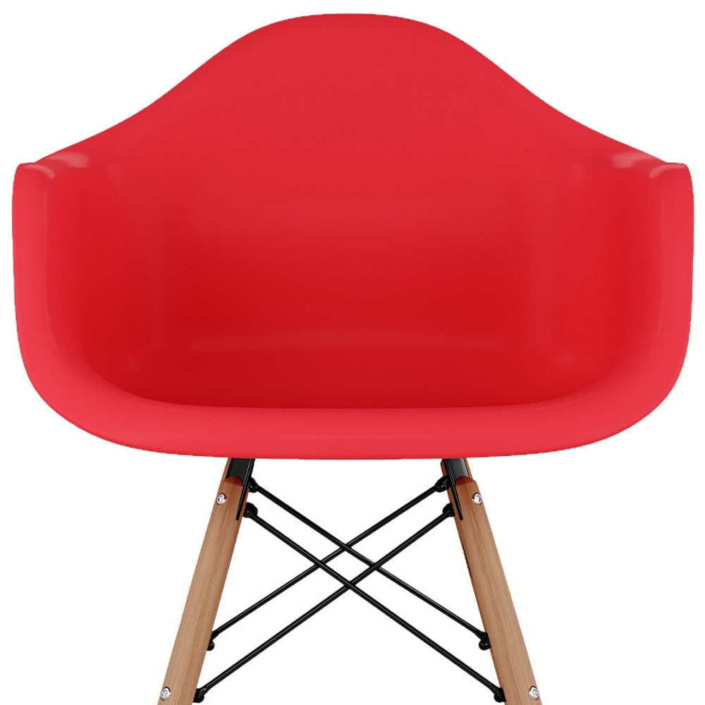 28" Red And Brown Heavy Duty Plastic And Solid Wood Low Back Counter Height Bar Chair-6