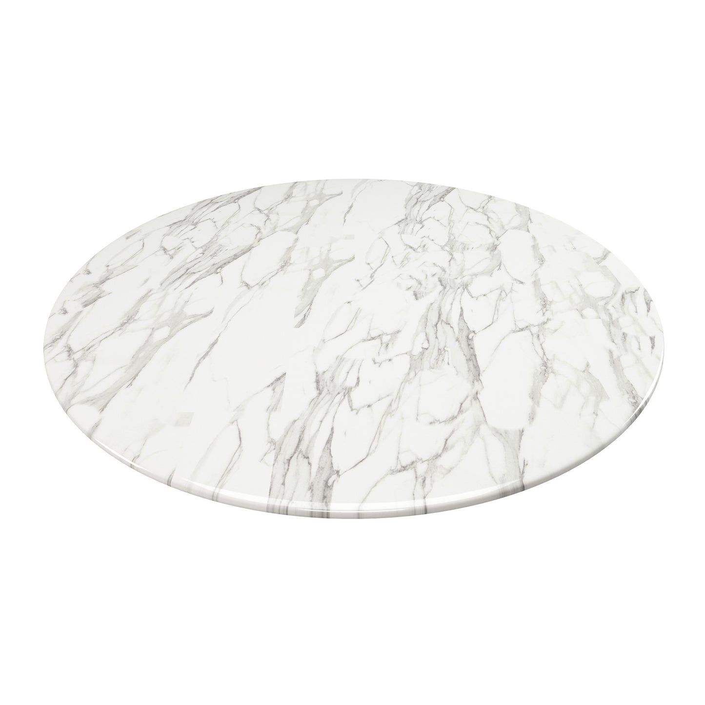 32" White Rounded Marble And Metal Pedestal Base Dining Table-4