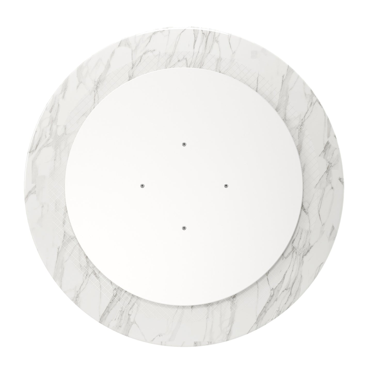 32" White Rounded Marble And Metal Pedestal Base Dining Table-5