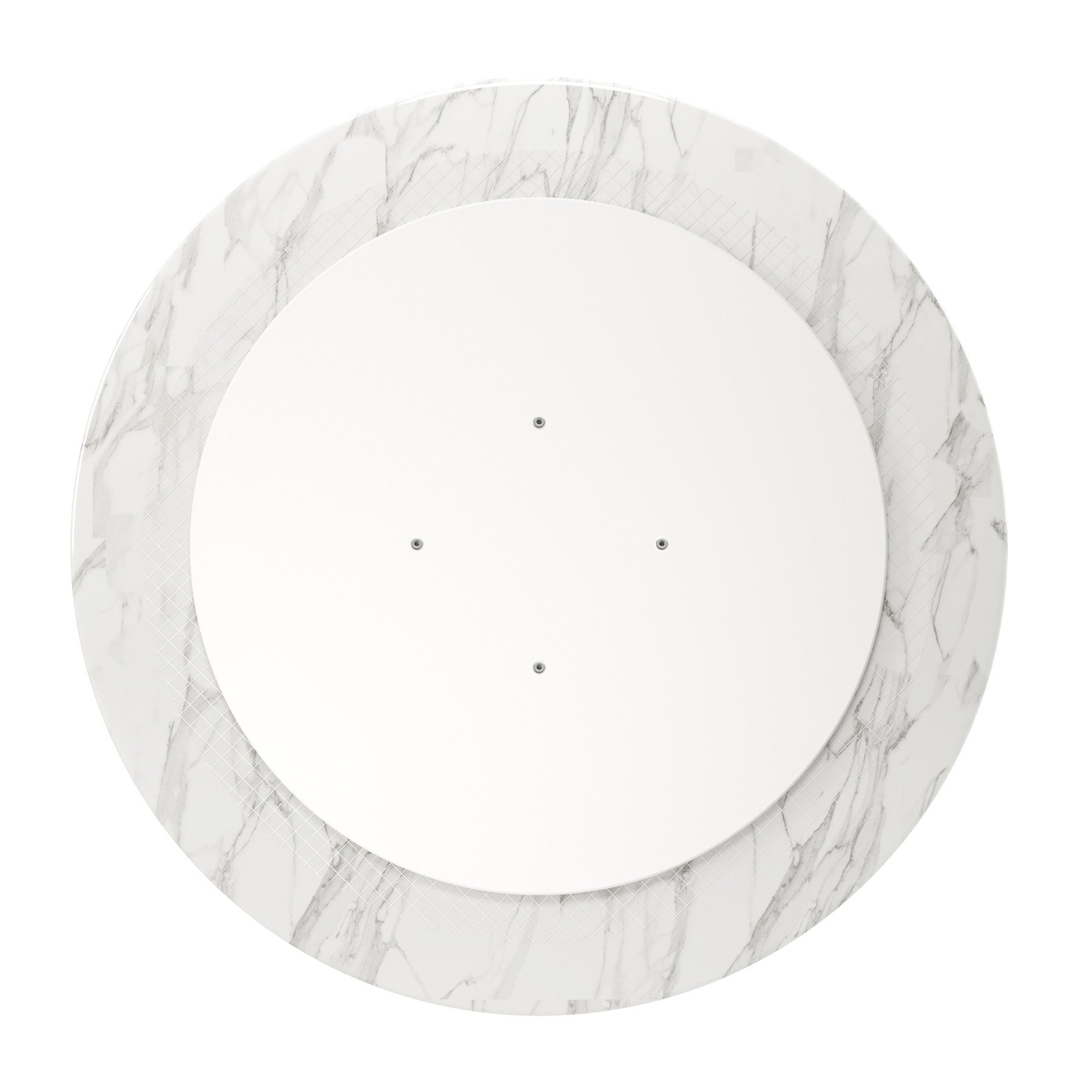 32" White Rounded Marble And Metal Pedestal Base Dining Table-5