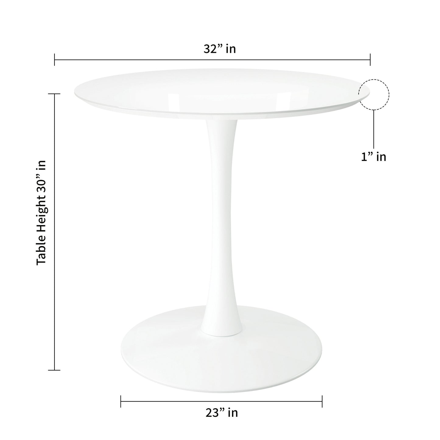32" White Metal Dining Table-8