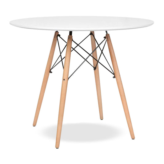 36" White And Natural Solid Wood Dining Table-1