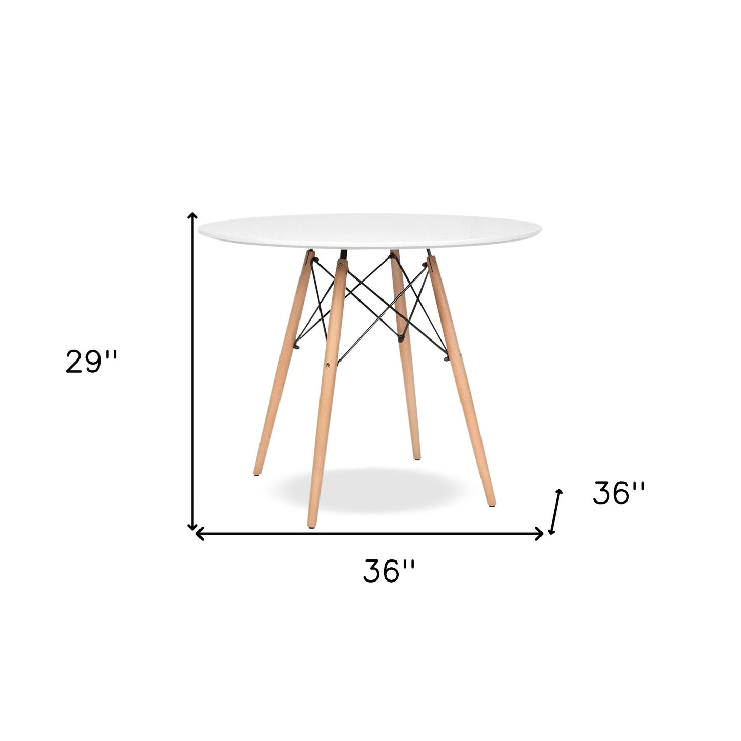 36" White And Natural Solid Wood Dining Table-4