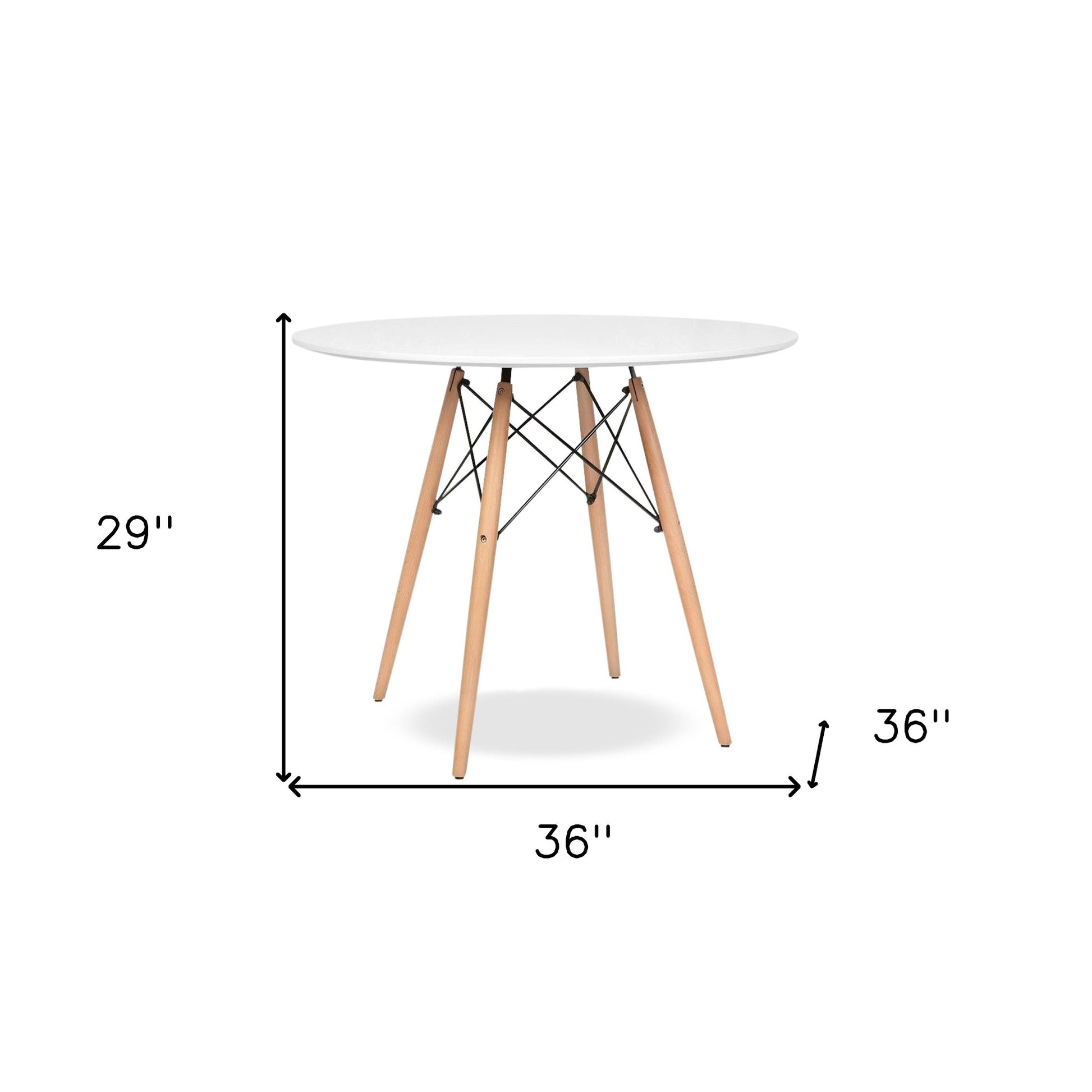 36" White And Natural Solid Wood Dining Table-4